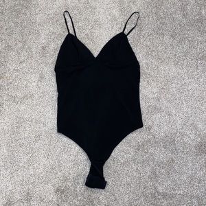 EUC One Piece Snap Crotch Black Bodysuit by Leith Size L Large Skinny Straps